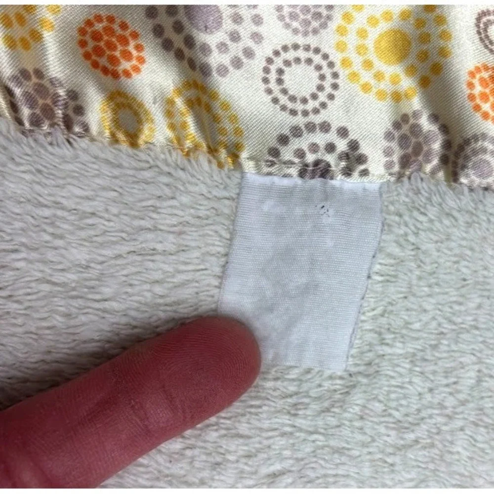 Light Yellow Orange Brown Circle Satin Trim Baby Blanket 28x30 Unisex Soft Lovey
